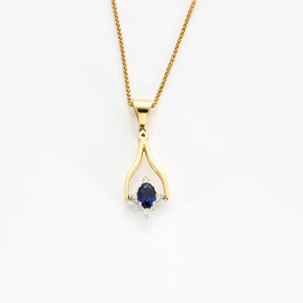Collier en or jaune mobile avec saphirs et diamants