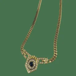 Collier en Or jaune, Saphir et Diamants