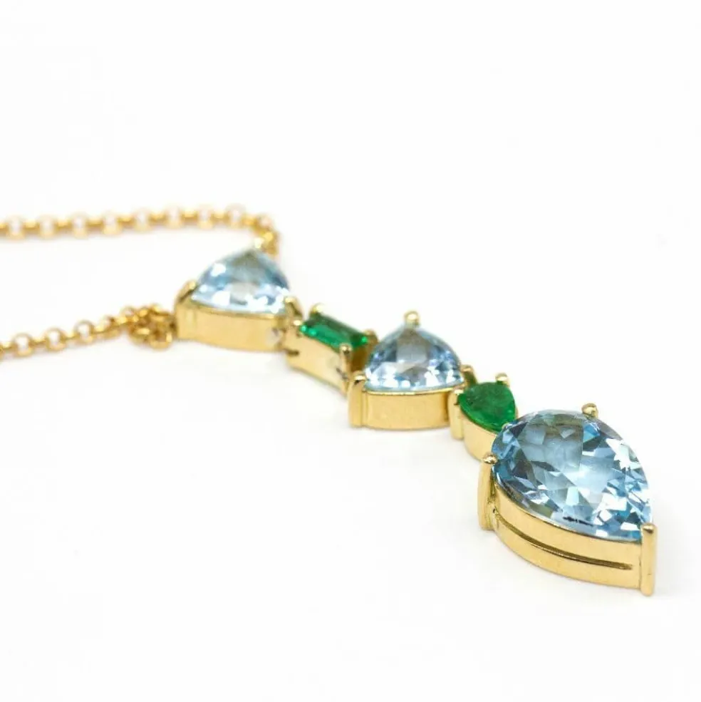 Collier en or jaune topaze émeraude