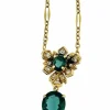 Collier en or jaune tourmaline, indigolite et diamants certificat IGI