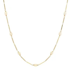 Collier en or maille batonnet et perles de cultures