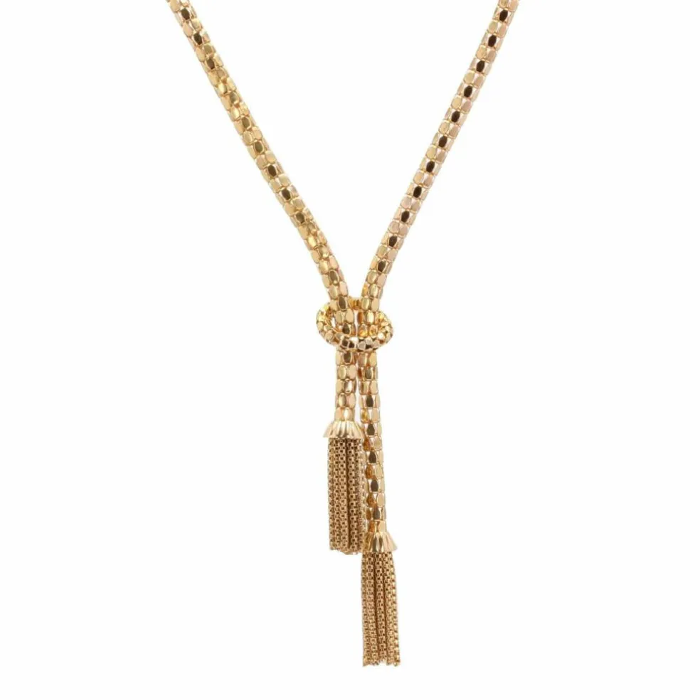 Collier en or maille orvet et ses pompons d'or
