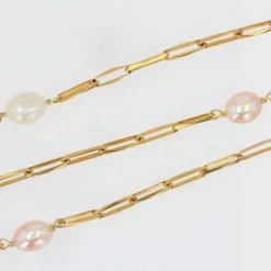 Collier en or perles blanches et roses