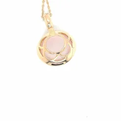 Collier en or rose 18 carats avec quartz rose et diamant