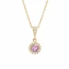 Collier en or rose avec saphir rose et diamants