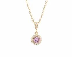 Collier en or rose avec saphir rose et diamants