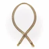 collier en or tressé avec fermoir à boucle et pompons