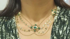 Collier esclave du XIXème siècle en or émaillé et perles fines