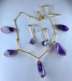 Collier et boucles d’oreilles améthystes