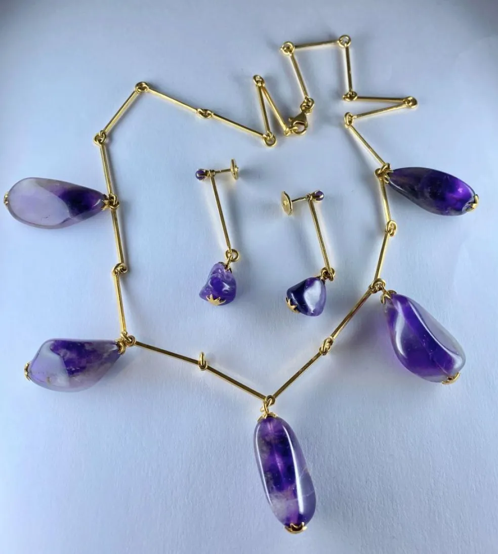 Collier et boucles d’oreilles améthystes