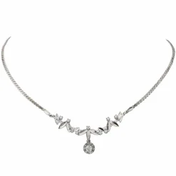 Collier Feuille Or blanc Diamant