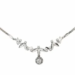 Collier Feuille Or blanc Diamant