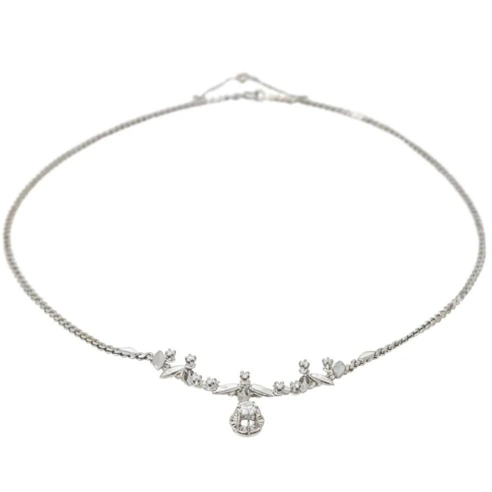 Collier Feuille Or blanc Diamant