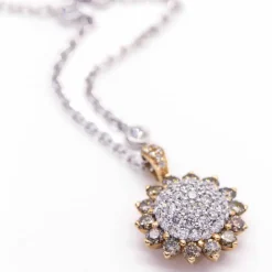Collier Fleur de TOURNESOL Or Rose et Diamants