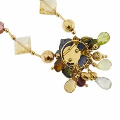 Collier fleur émaillée, diamants et pierres précieuses