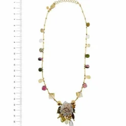 Collier fleur émaillée, diamants et pierres précieuses