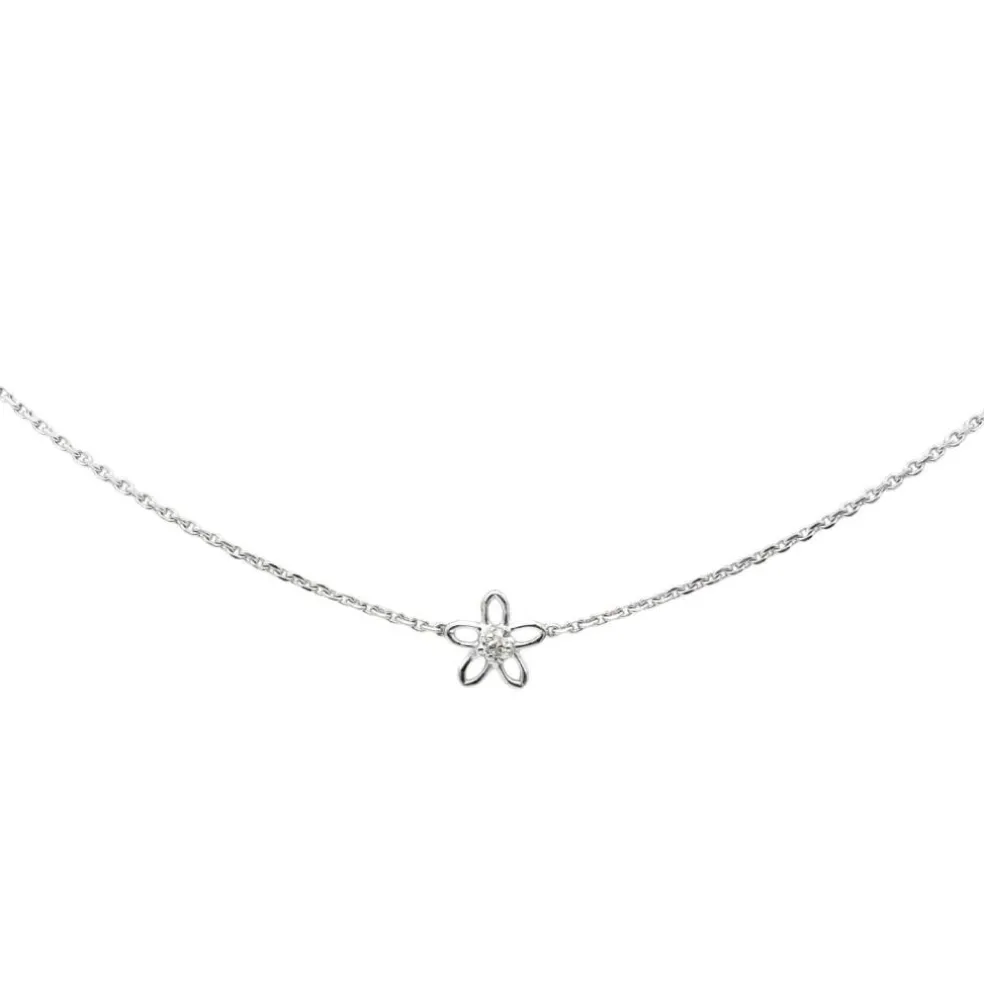 Collier Fleur Or blanc Diamant