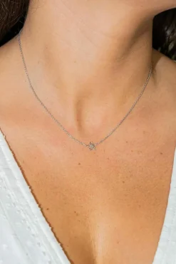 Collier Fleur Or blanc Diamant