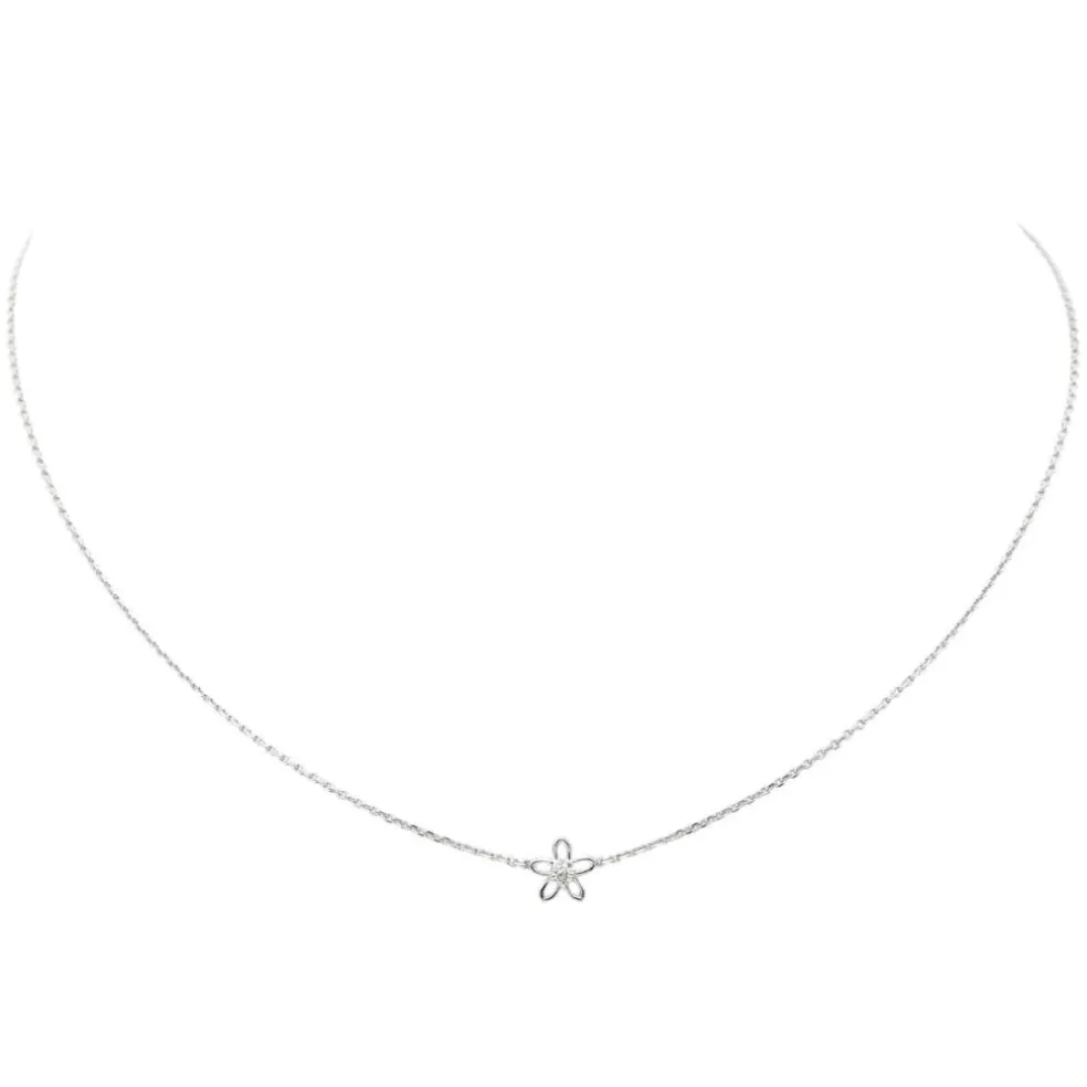 Collier Fleur Or blanc Diamant
