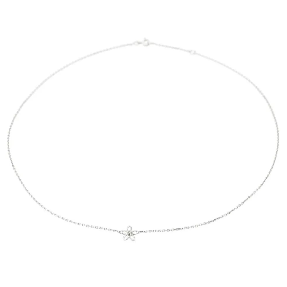 Collier Fleur Or blanc Diamant