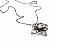 Collier Fleur Or noir Diamant