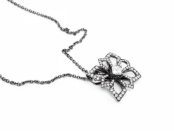 Collier Fleur Or noir Diamant