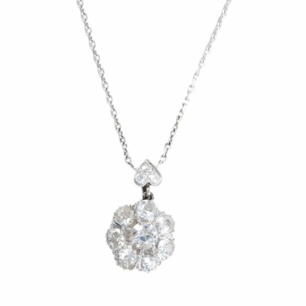 COLLIER FLEUR OR, PLATINE & DIAMANTS