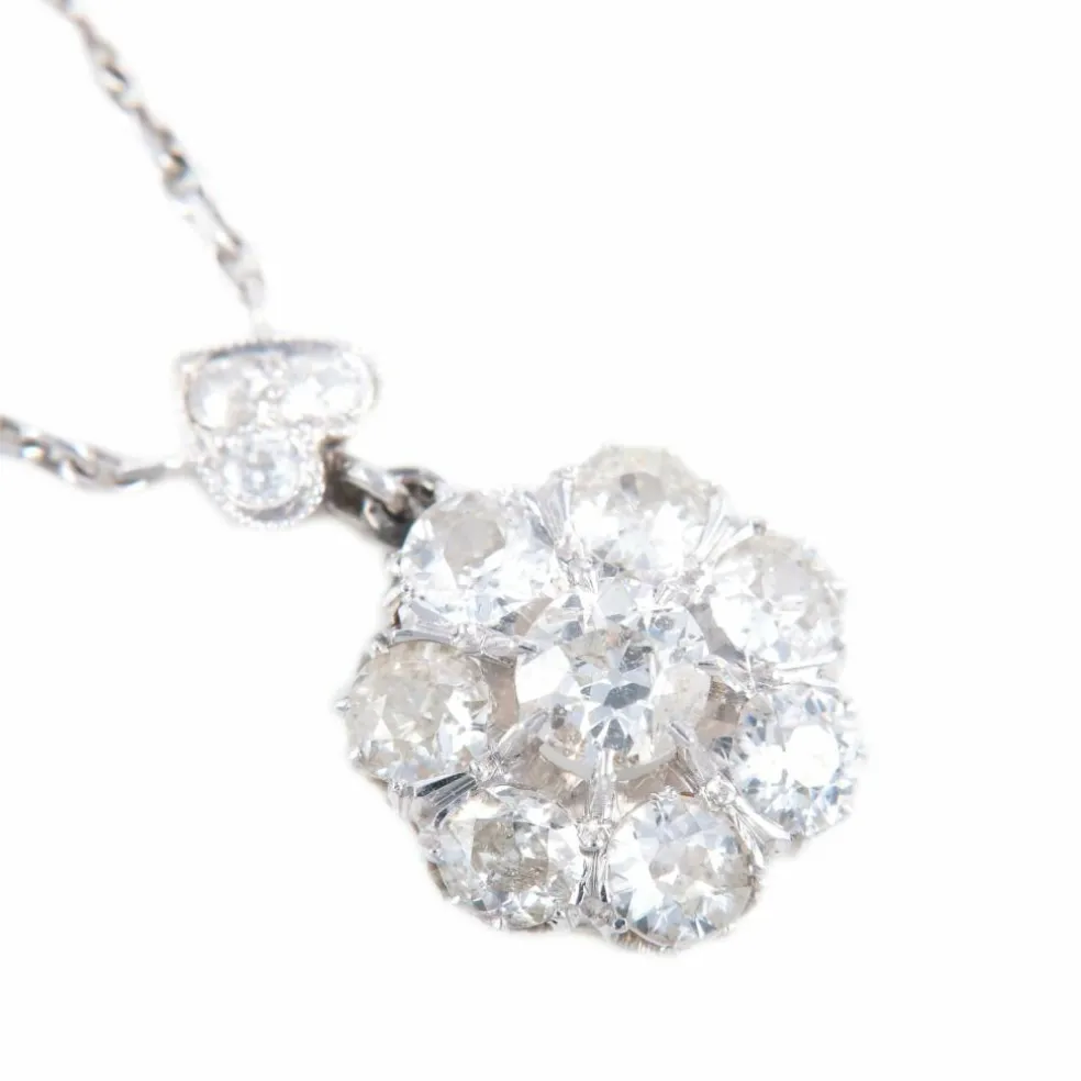 COLLIER FLEUR OR, PLATINE & DIAMANTS