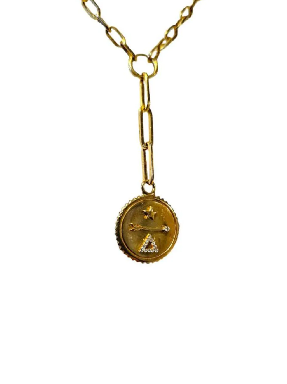 Collier FoundRae en or jaune avec médaillon et diamants