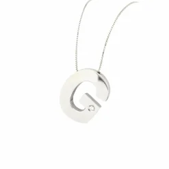 Collier G or blanc et diamant