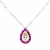 Collier Halo Diamant Rubis Platine