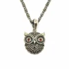 Collier hibou grenats argent