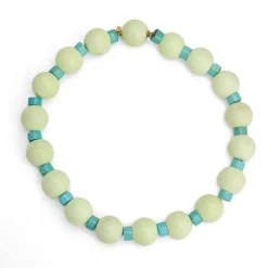 Collier Jaspe Vert Turquoise Diamant Or