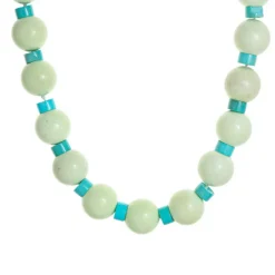 Collier Jaspe Vert Turquoise Diamant Or