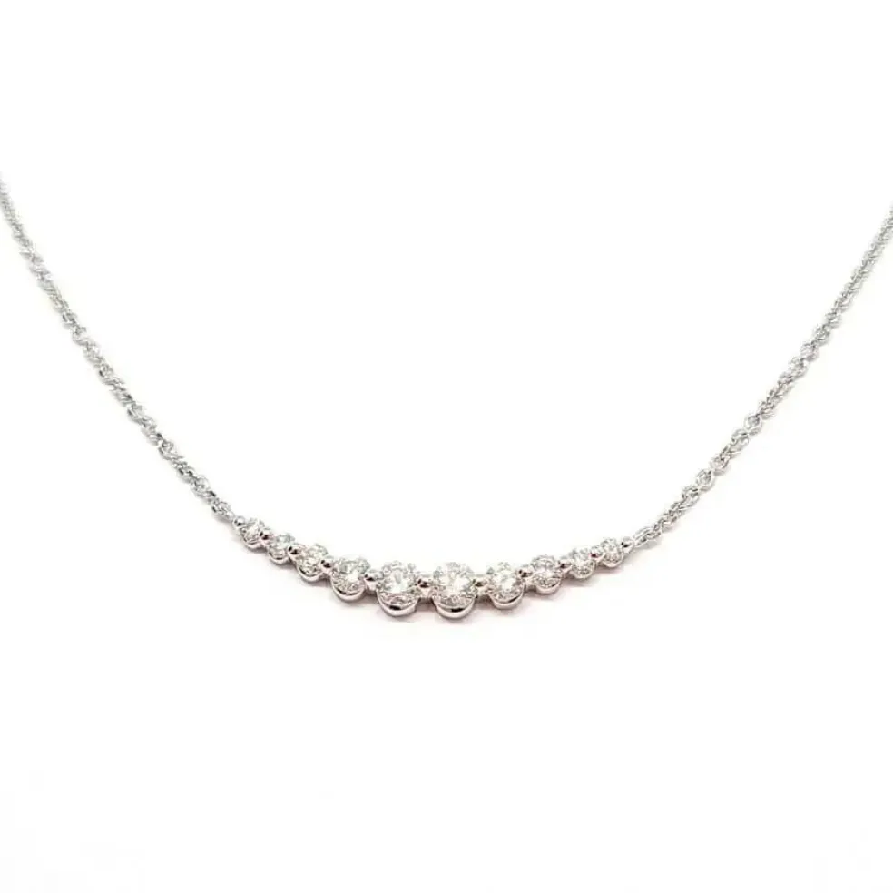 Collier ligne diamants or blanc