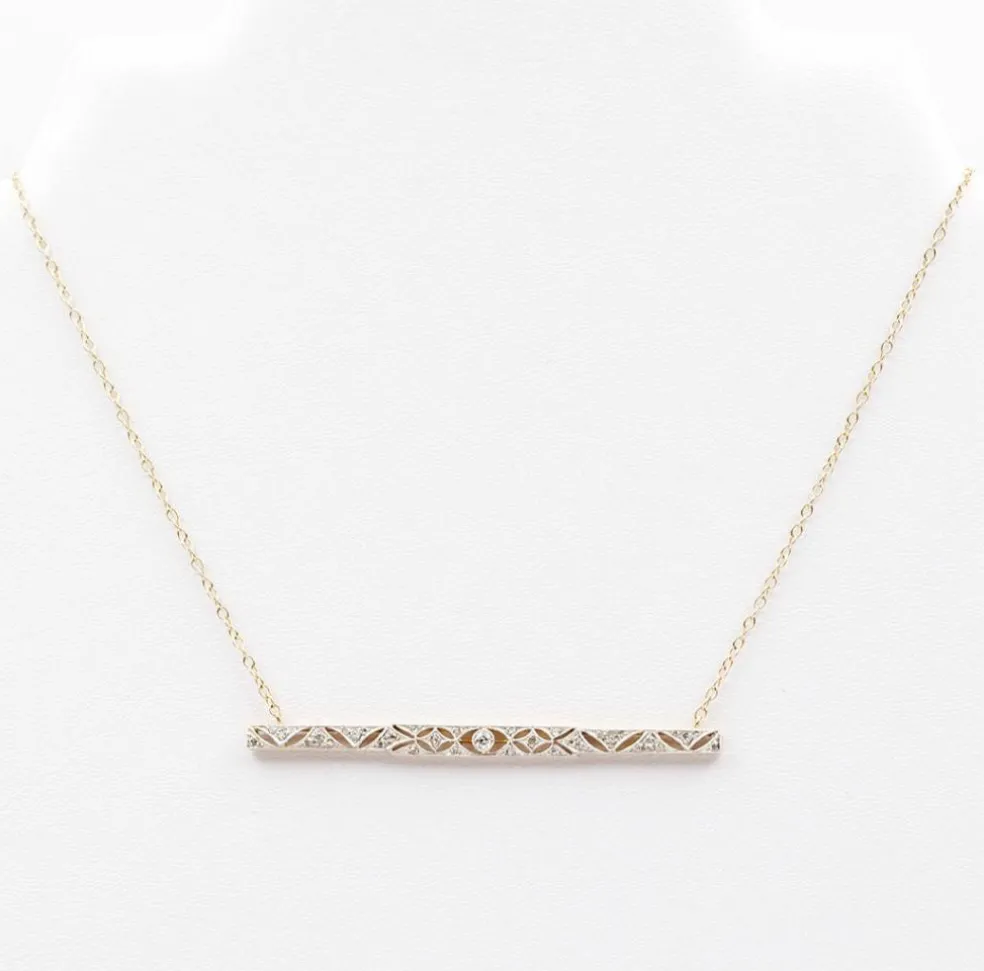 COLLIER LIGNE DIAMANTS OR GRIS & OR JAUNE