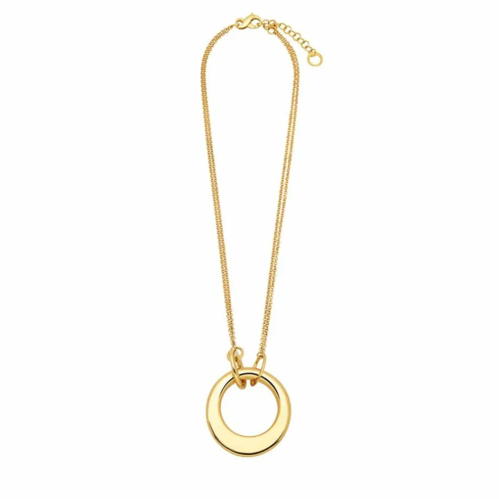 Collier Luxe Grand Cercle or jaune, fermoir cabochon saphir