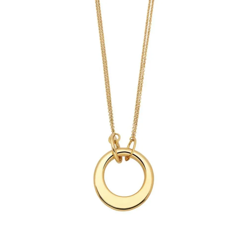 Collier Luxe Grand Cercle or jaune, fermoir cabochon saphir