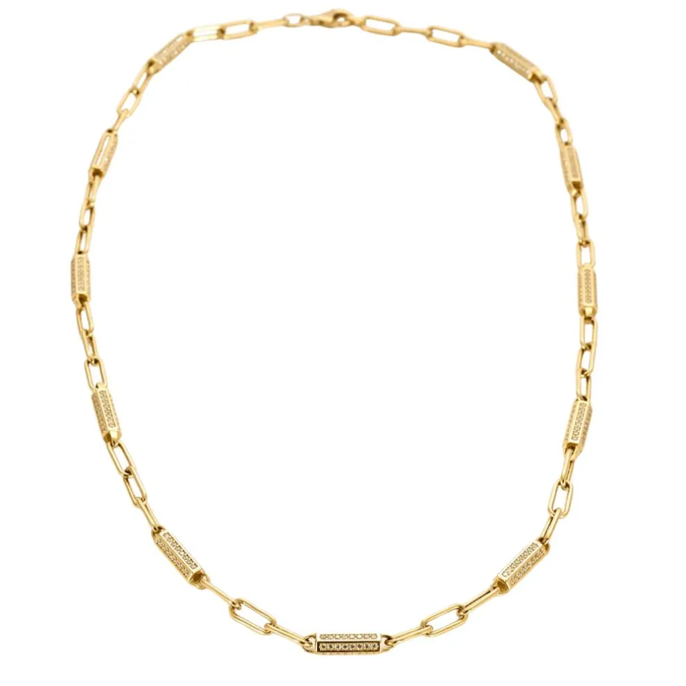 Collier maille alternée en or jaune