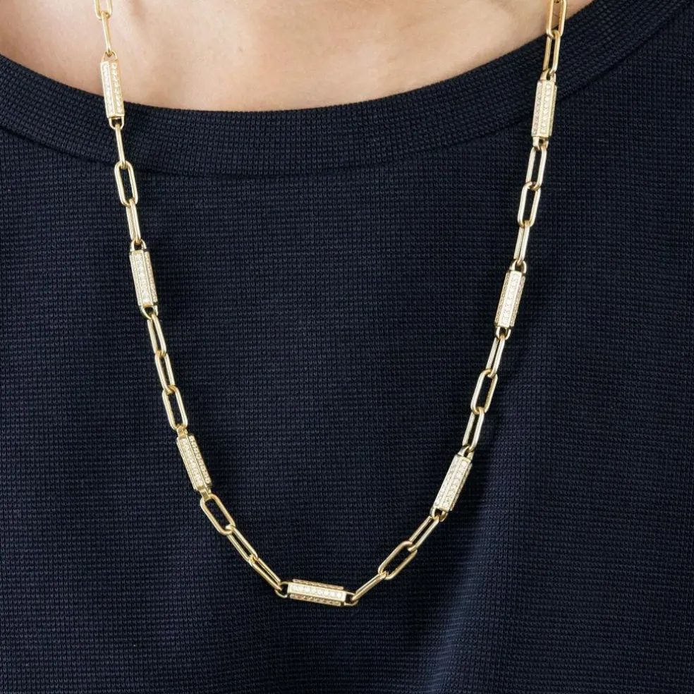 Collier maille alternée en or jaune