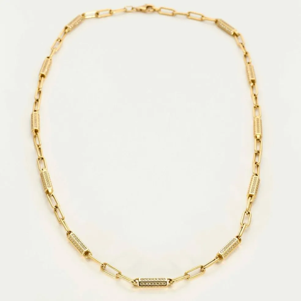 Collier maille alternée en or jaune