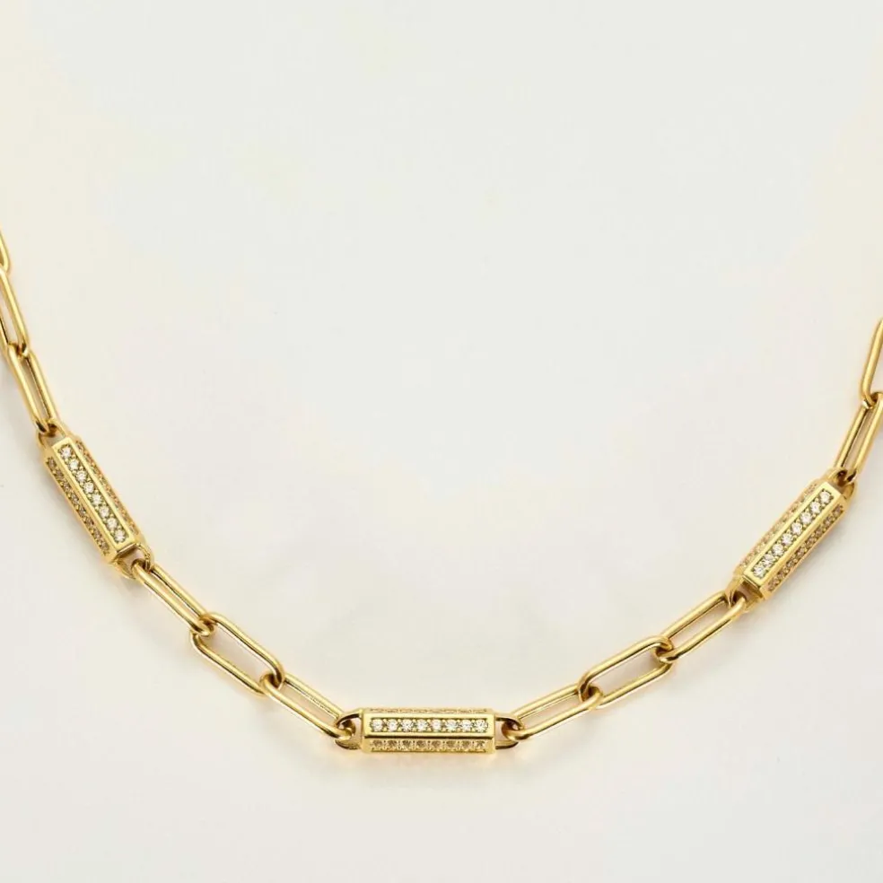 Collier maille alternée en or jaune