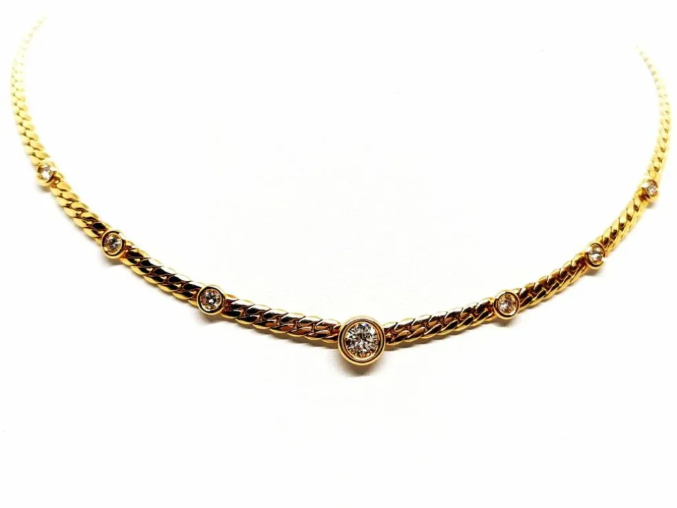 Collier Maille anglaise Or jaune Diamant