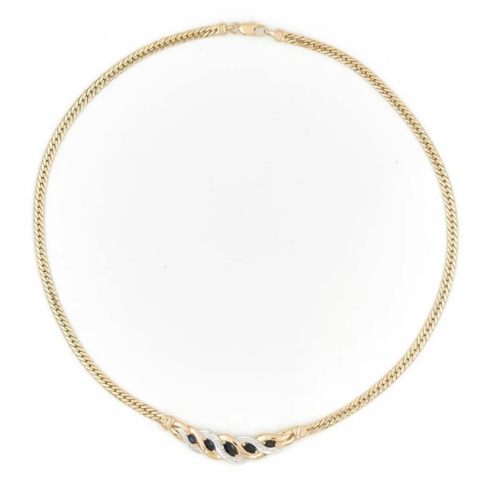 Collier Maille anglaise Or jaune Saphir