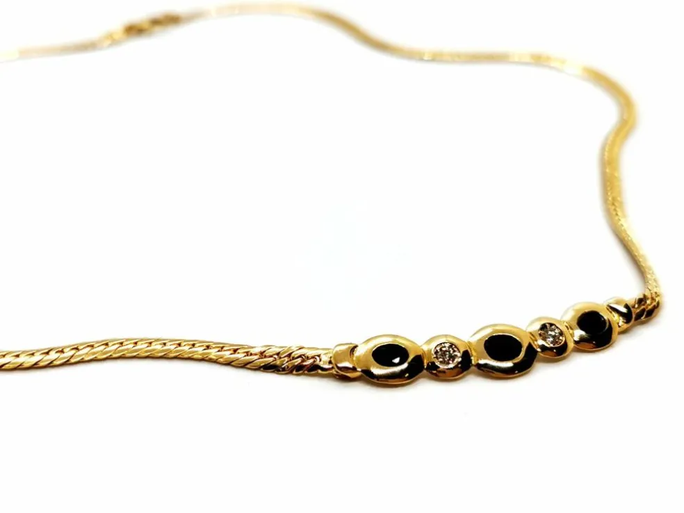 Collier Maille anglaise Or jaune Saphir