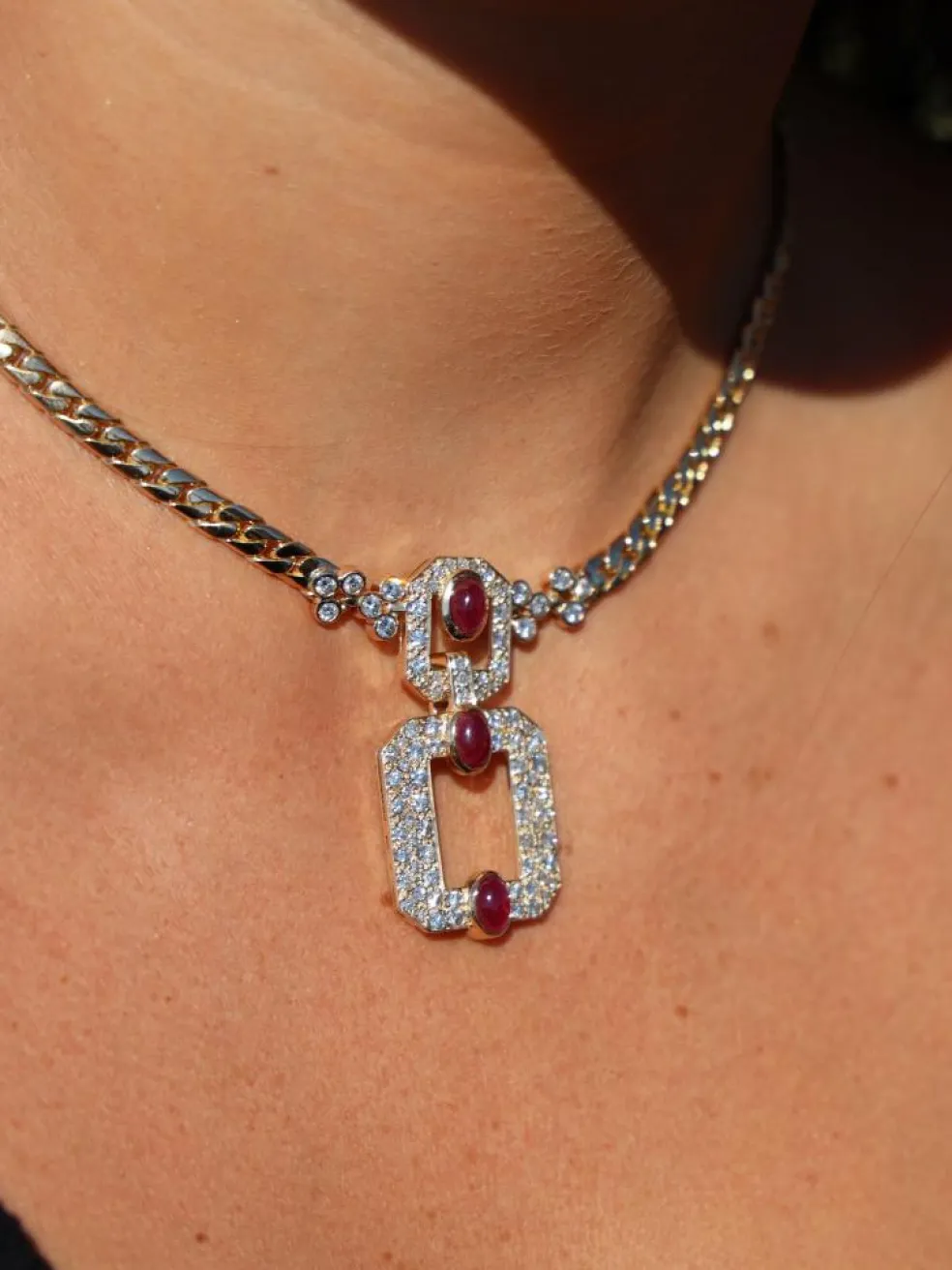 Collier Maille anglaise Or jaune Rubis