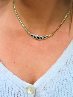Collier Maille anglaise Or jaune Saphir