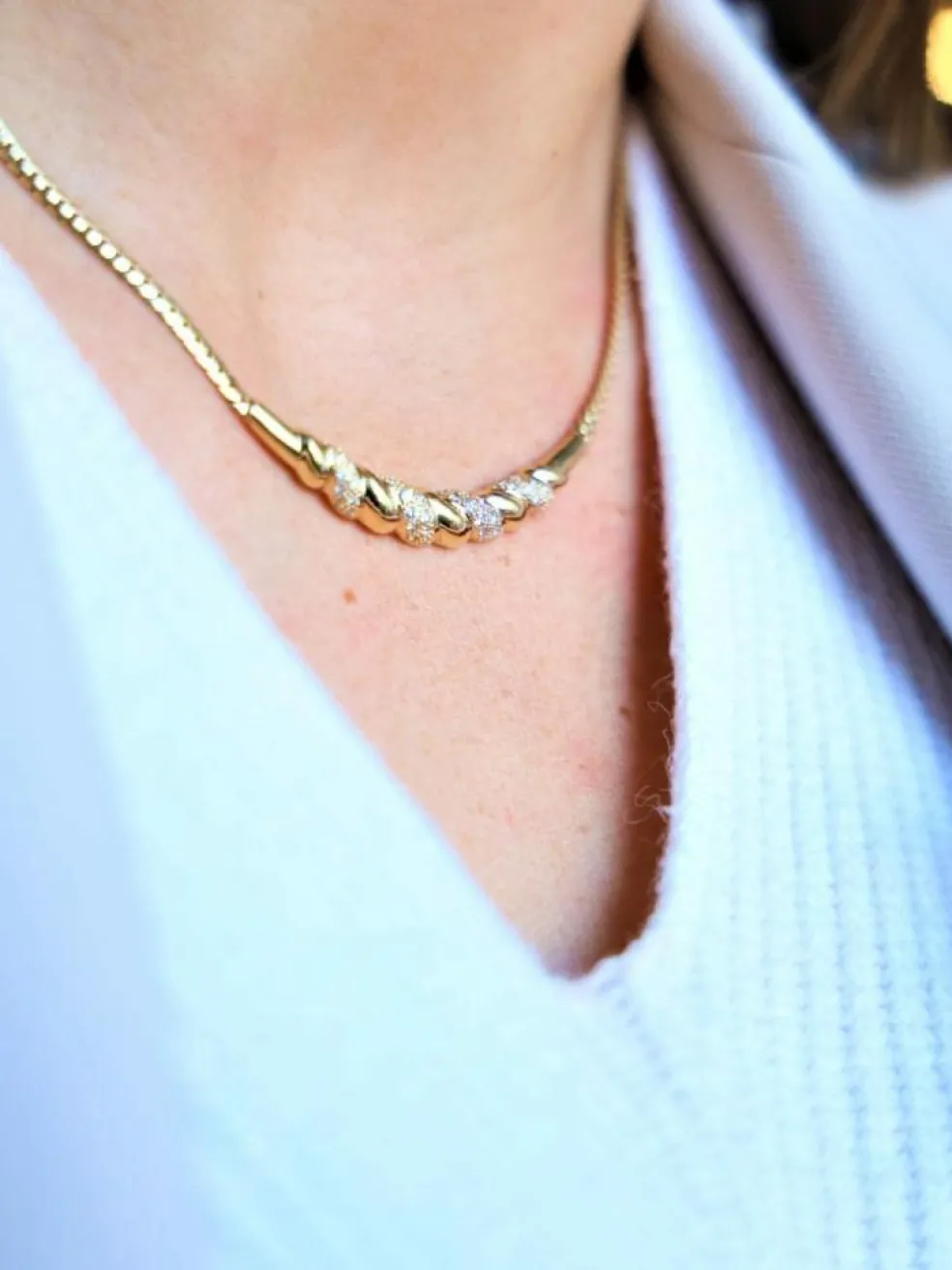 Collier Maille anglaise Or jaune Diamant