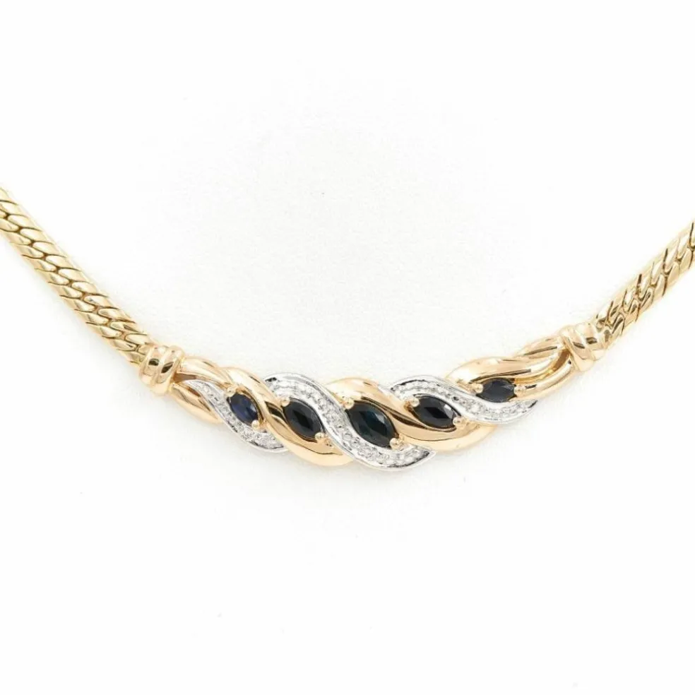 Collier Maille anglaise Or jaune Saphir