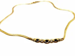 Collier Maille anglaise Or jaune Saphir